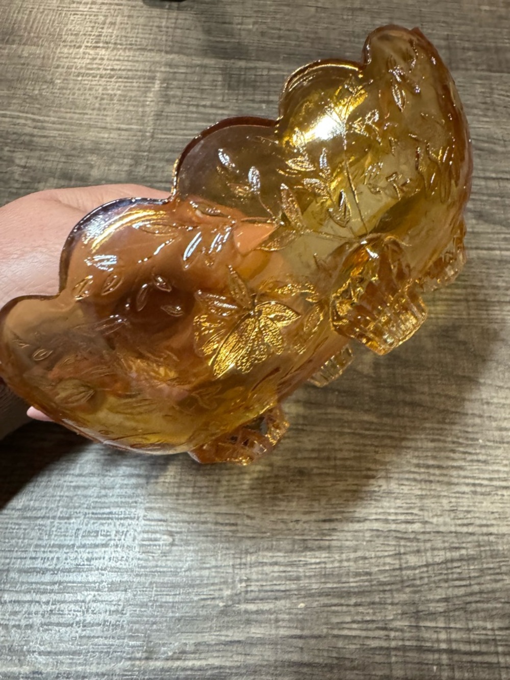 Vintage Indiana Glass Loganberry Marigold Carnival Glass Candy Dish